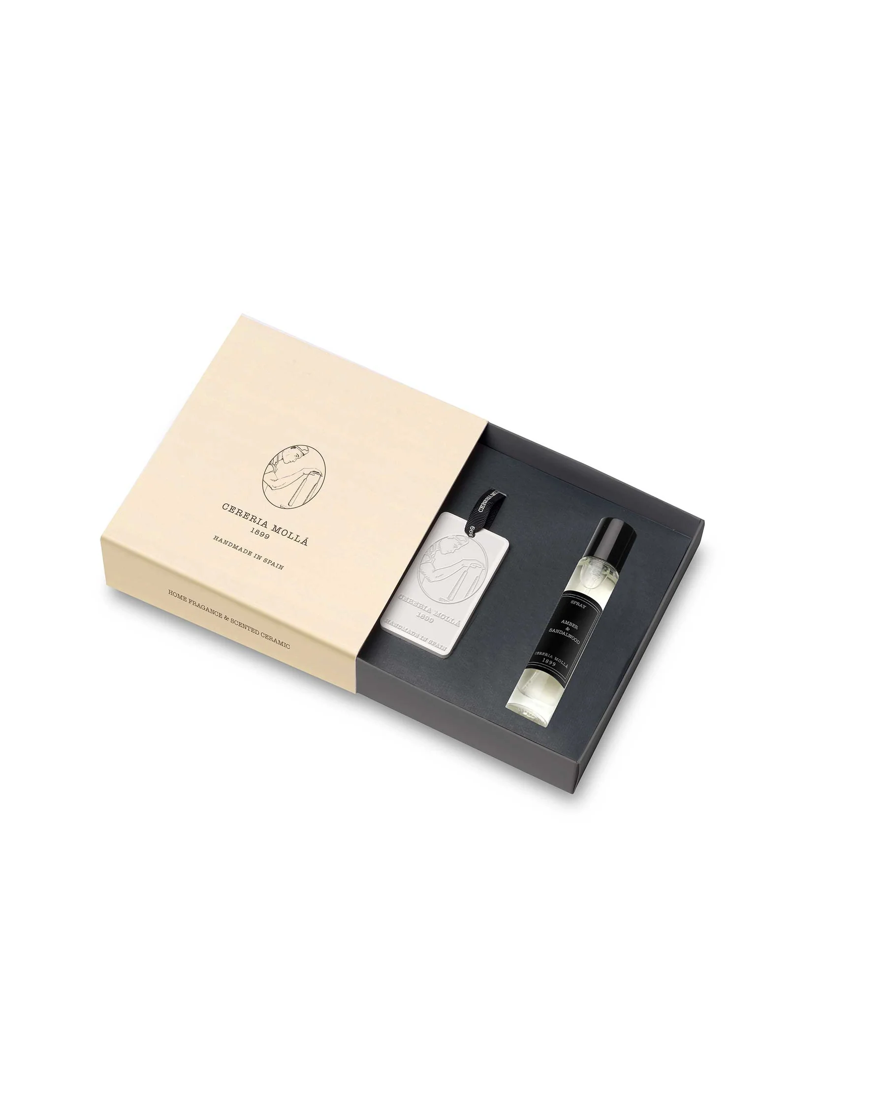 Cereria Mollá 1899 Amber & Sandalwood Spray & Ceramic Gift Set
